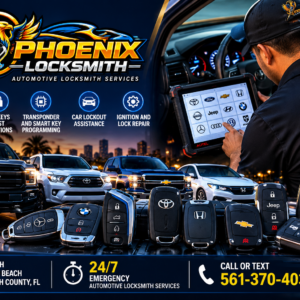 Phoenix Locksmith - Cerrajería automotriz, duplicación y programación de llaves de autos en Lake Worth y West Palm Beach, Florida.